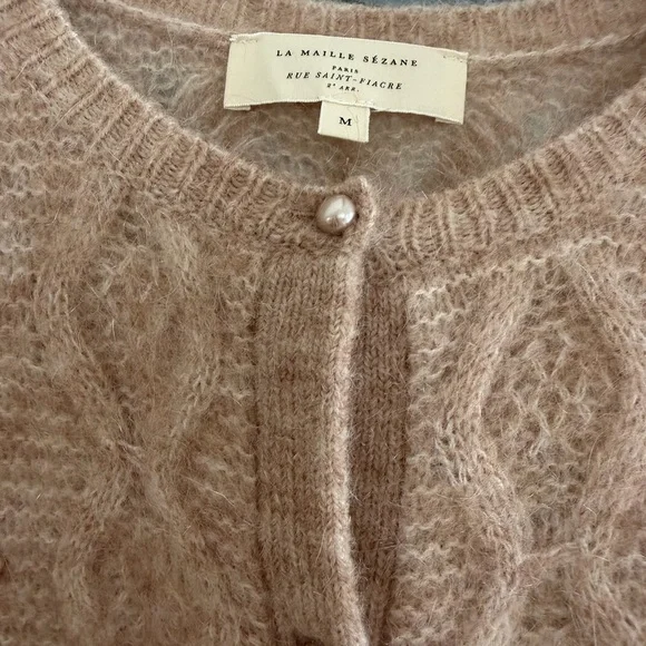 Sezane Mohair Cardigan with Pearl Accents - Picture 5 of 8